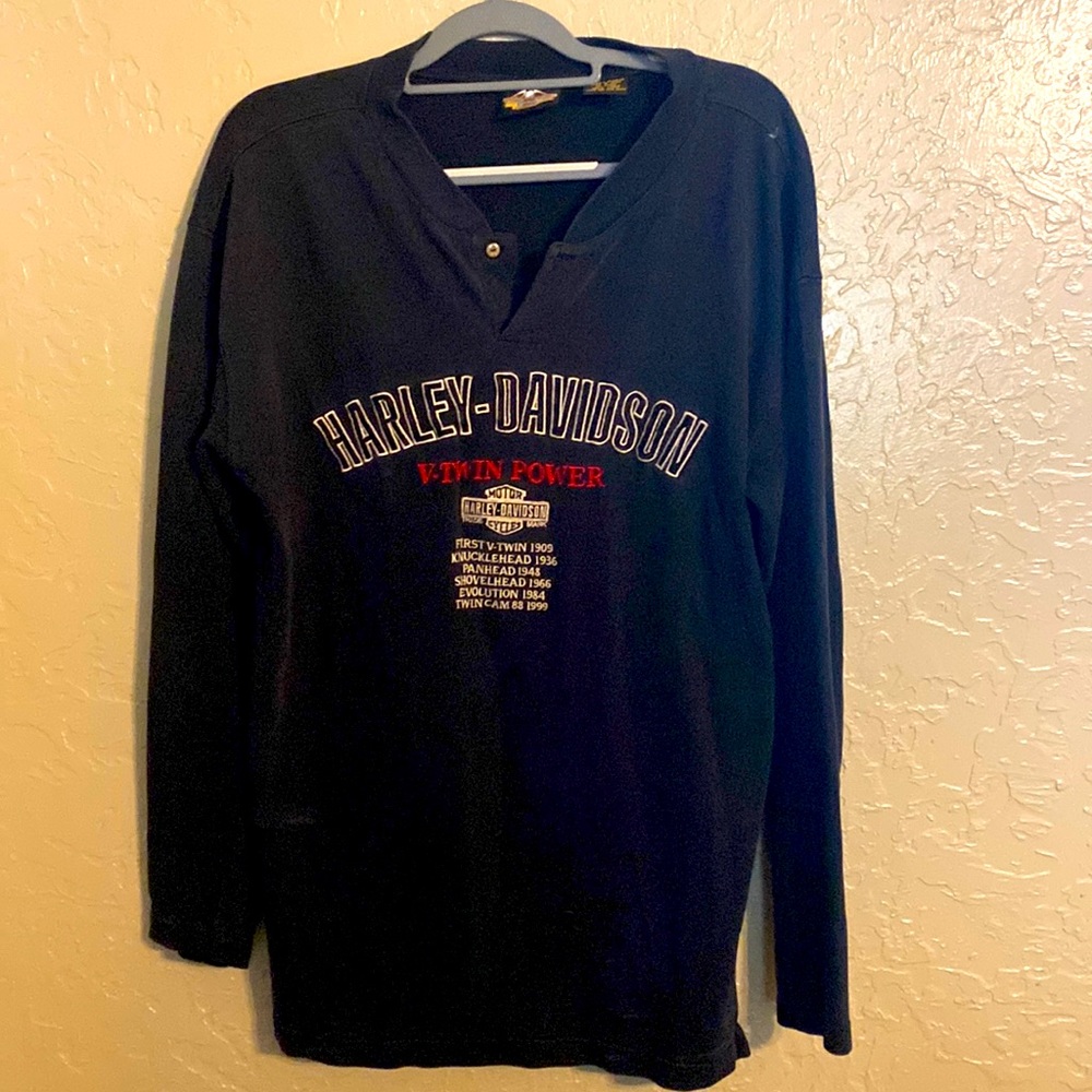 Men’s Pullover Harley Davidson Button up shirt. Large EUC